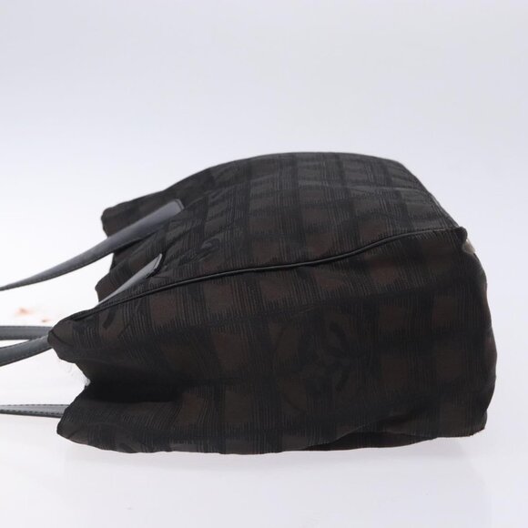 CHANEL New Travel Line Tote Bag Nylon Dark Brown Black CC Auth - Picture 5 of 16